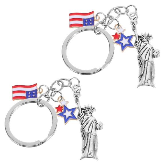 FRCOLOR 2pcs Usa Celebrate Keychain Memorial Day American Souvenirs Statue Of Liberty Keychain Decor Bag Pendant For Independence Day