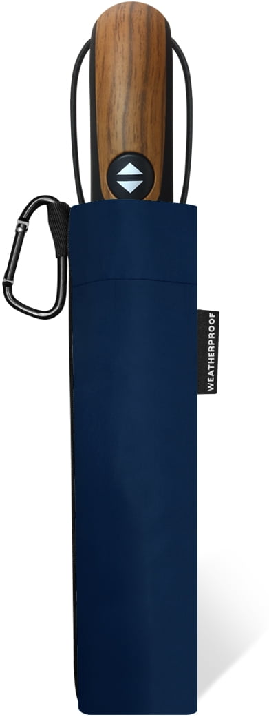 Weatherproof 54in Deluxe Auto Open Close Rain Umbrella With Carabiner, Two Person, Windproof