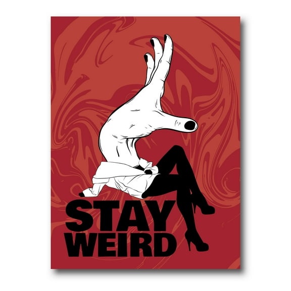 Designart ' Stay Weird Hand Sign ' Vintage Canvas Wall Art Print