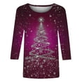 thumbnail image 4 of asdoklhq Oversized Tshirts for Women Fashion Casual Christmas Printed Round Neck 3/4 Sleeves T-Shirt Hot Pink 2X, 4 of 4