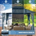 thumbnail image 6 of Segmart 12' x 12' Hardtop Gazebo Outdoor, Galvanized Steel Aluminum Metal Double Roof Gazebo with Netting and Curtains, Permanent Patio Gazebo Pavilion for Backyard, Deck, Lawn, Gray, 6 of 9