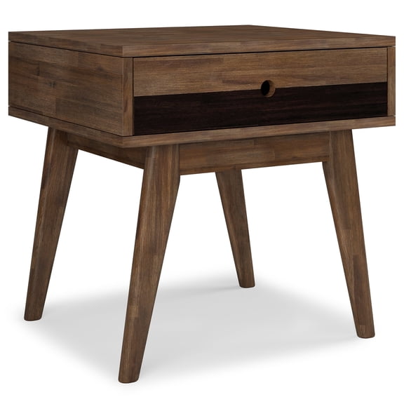 Simpli Home Clarkson 22 inch Wide Solid Acacia Wood Contemporary End Table in Rustic Natural Aged Brown