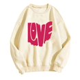 thumbnail image 2 of Xixinqiwan Valentine's Day Sweatshirt,Women 2025 Happy Valentine's Day Shirts Round Neck Casual Solid Slogan Long Sleeve Pullover Sweatshirt Tops, 2 of 4