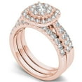 thumbnail image 2 of 1-1/2 Carat T.W. Diamond Single Halo Cluster Two-Band 14kt Rose Gold Engagement Ring Set, 2 of 5