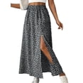 thumbnail image 3 of Women'S Floral Print Wrap Skirt, Casual Side Slit Midi Skirt for Vacation & Resort Wear Black XL, 3 of 9