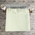 thumbnail image 3 of Ambesonne Green Quilted Bedspread Set 3 Pcs, Vintage Retro Polka Dots, King Size, Pale Green and White, 3 of 3