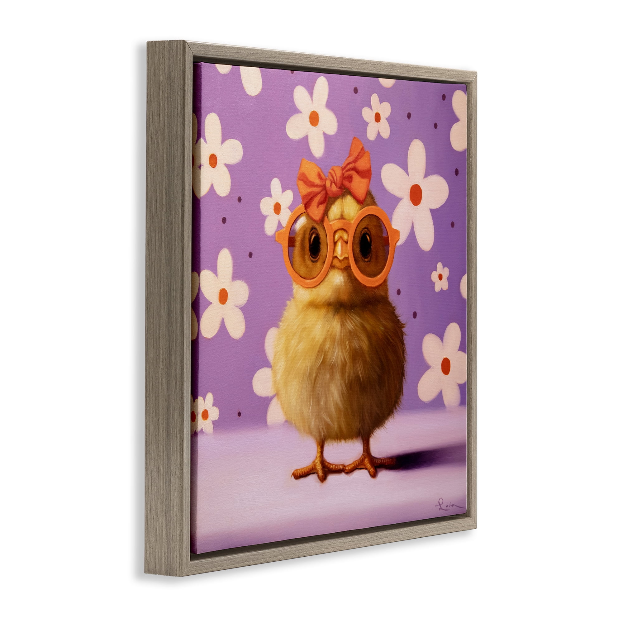 Stupell Industries Bow Peep Groovy Chick Brown Framed Floater Canvas Wall Art, design by Lucia Heffernan