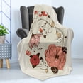 thumbnail image 4 of Vintage Soft Flannel Fleece Throw Blanket, Nostalgic Design Butterflies Flower Petals Blossom and Curlicue Peduncles, Cozy Plush for Indoor and Outdoor Use, 60" x 80", Dust Multicolor, by Ambesonne, 4 of 5