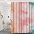 thumbnail image 3 of Abstract Pink Shower Curtain Romantic Pink and Green Mixed Ink Painting Shower Curtains for Modern Aesthetics Bathroom with Hooks Waterproof Polyester Fabric Bath Curtain, 72x84 Inch, 3 of 6