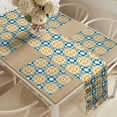 thumbnail image 2 of Ambesonne Moroccan Table Runner & Placemats, Spanish Azulejo Style, Placemat 4 pcs + Runner 12"x90", Teal Marigold White, 2 of 2