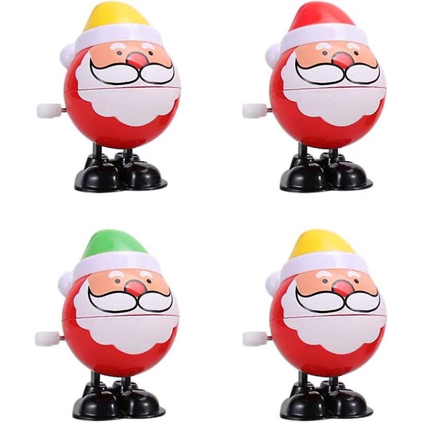 Walking Santa Claus Toys 4pcs, 6cm Holiday Wind Up Toys Christmas Santa Claus Cartoon Clockwork Toy Christmas Party Favors para niños-navidad Decorat