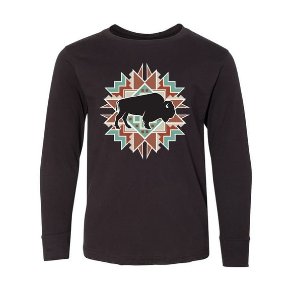 Inktastic Buffalo Cute Western Pattern Long Sleeve Youth T-Shirt