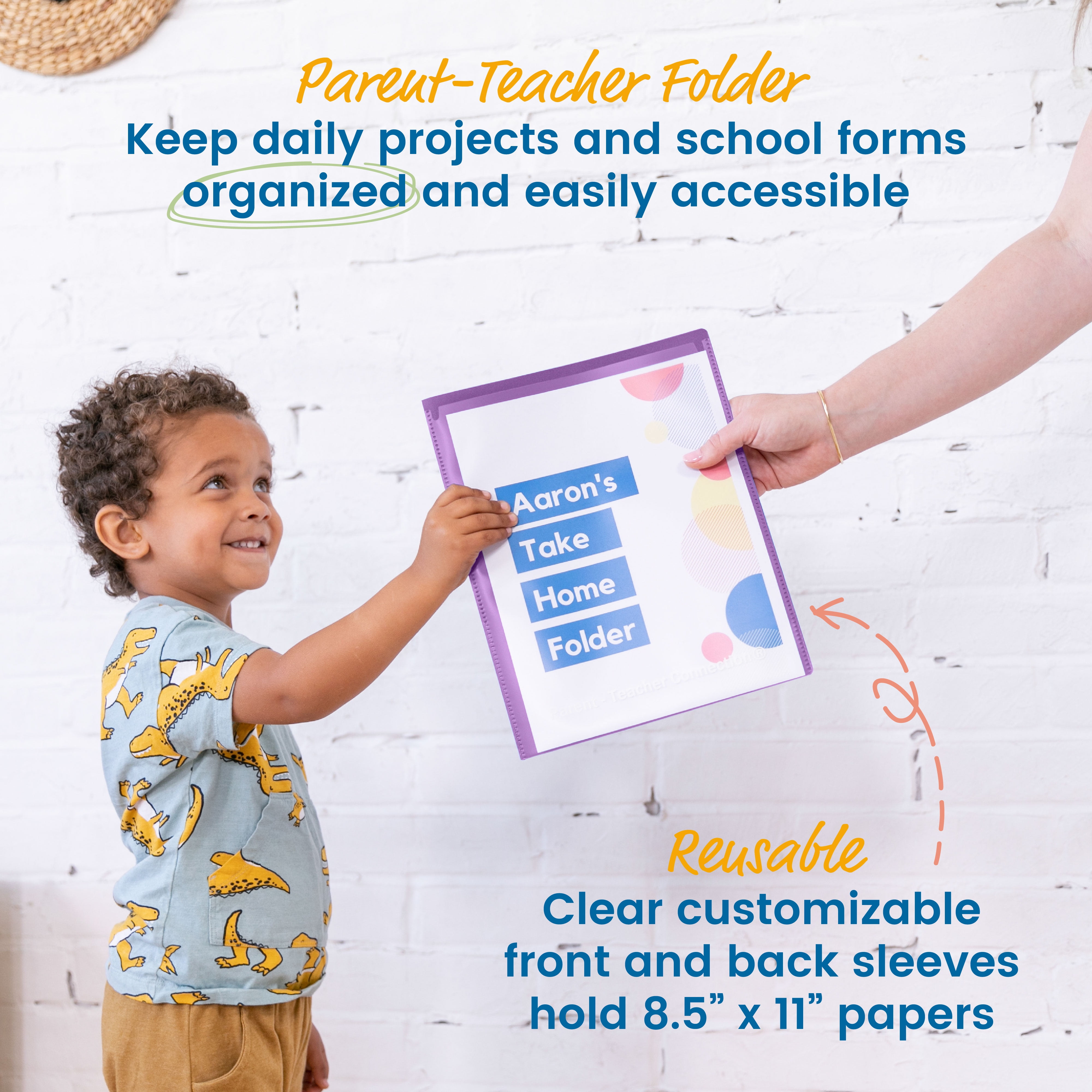 ECR4Kids 2-Pocket Parent-Teacher Classroom Communication Folder, Supplies, Bright Purple, 36-Piece