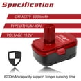 thumbnail image 2 of 2 Pack 6000mAh 19.2V C3 Battery Replacement for Craftsman 19.2 Volt Lithium-ion XCP DieHard 315.115410 315.11485 130279005 1323903 120235021 11375 11376, 2 of 5