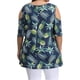 thumbnail image 4 of Camisa de mujer Blusa estampada con hombros descubiertos y manga corta con cuello en V, Azul oscuro, 5XL Vogacara AP002468-15, 4 of 5