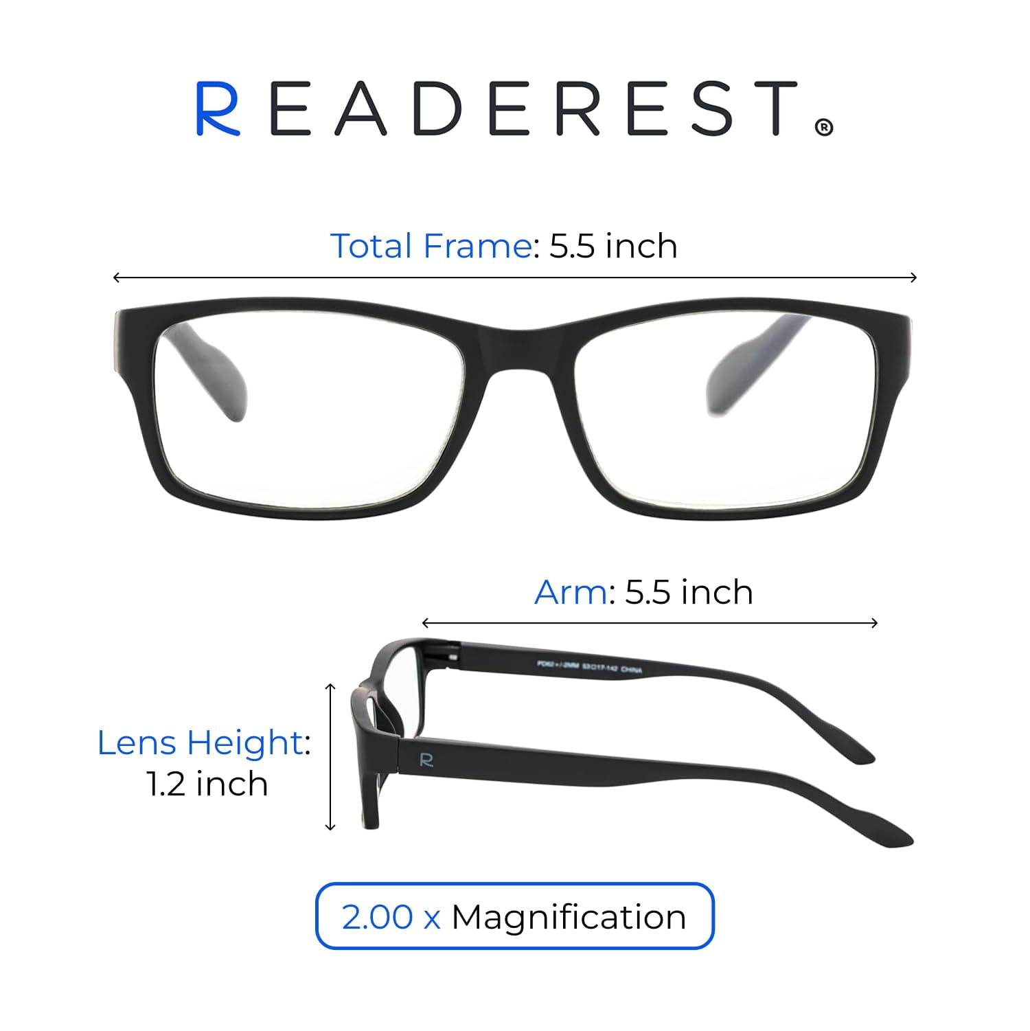 Readerest Blue Light Blocking Reading Glasses (Black, 1.75 Magnification) Computer Eyeglasses With Thin Reflective Lens, Antiglare, Eye Strain, UV Protection, Stylish For Men And Women