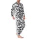 thumbnail image 2 of Balery Monochrome Botanical Illustration Pijama para Hombre de Dos Piezas con Manga Larga, Conjunto de Dormir y Descanso Suave con Bolsillos-XX-Large, 2 of 7