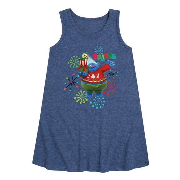 Trolls Movie - Christmas - Believe - Biggie - Toddler and Youth Girls A-line Dress