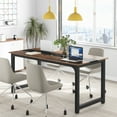 thumbnail image 3 of Tribesigns 70.8”Executive Desk, Large Office Computer Desk with Thicken Frame, Modern Simple Workstation Business Furniture for Home Office, Vintage Brown/Black, 3 of 7