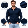 thumbnail image 5 of Smawell Men's Polo Sweater, Long Sleeve Knit Pullover with Ribbed Cuffs for Business Casual Wear, Navy Blue, 5 of 7