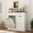 thumbnail image 7 of Blotout Double Tilt Trash Cabinet with 2 Hidden Drawers,Kitchen Hidden Trash Can with Flip Cover,Suitable for Kitchen,House,Apartment,Dormitory,Laundry Room, 7 of 7