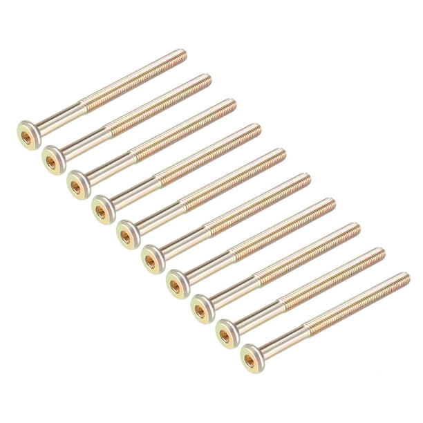 Tornillos de muebles M6x80mm con socket hexagonal, fijaciones galvanizadas, tornillos de media rosca, acero al carbono, 15 Pcs