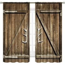 Rustic Western Curtains 42W x 63L Inch Rod Pocket Farmhouse Wooden Barnwood Country Bedroom Decor Vintage Retro Brown Wood Lodge Cabin Barn Door Living Room Window Drapes Fabric 2 Panels