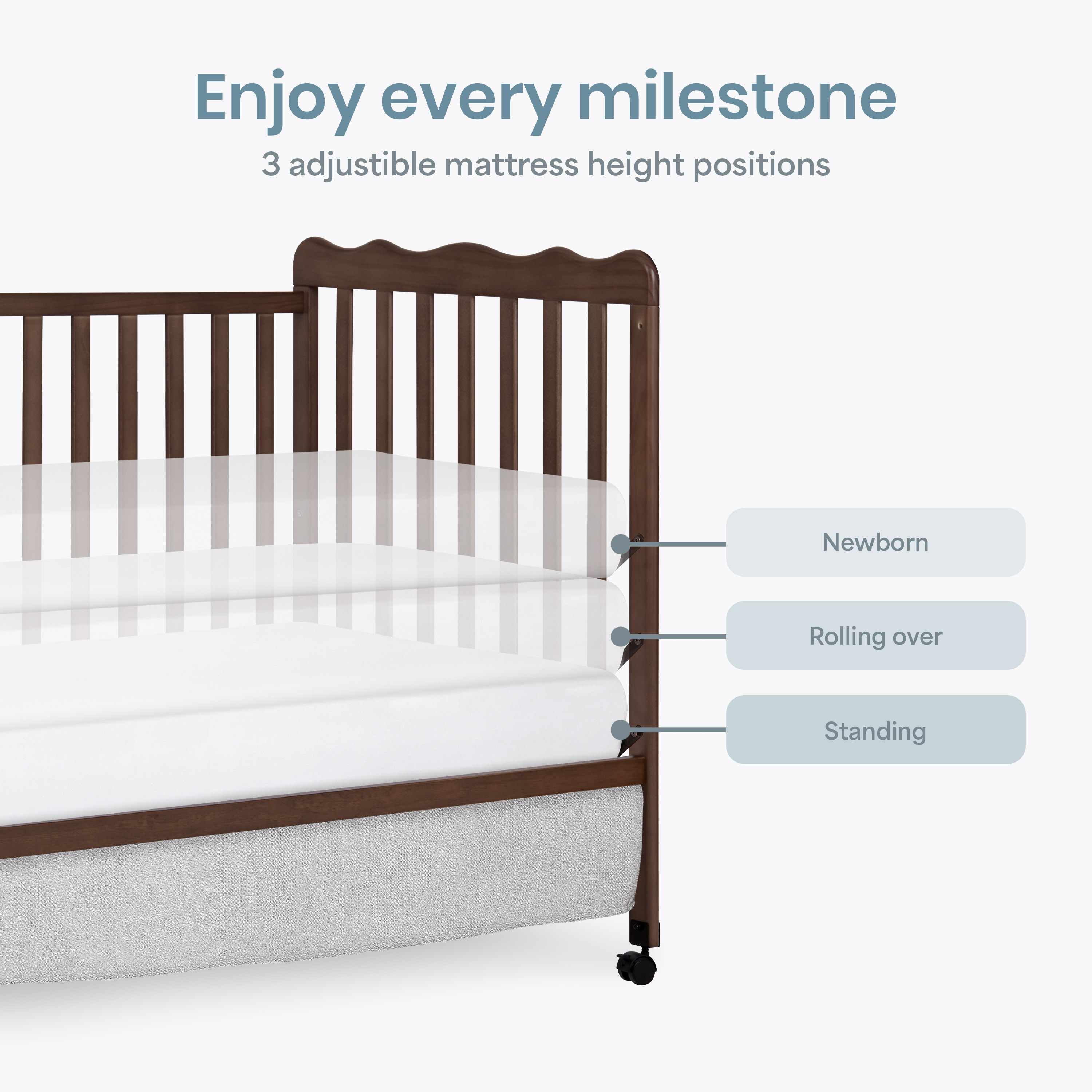 Dream On Me Carson Classic 3-in-1 Convertible Crib in Smokey Oak, Greenguard Gold Certified
