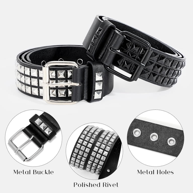 Studded Belt PU Leather Metal Buckle Scene Style Punk Goth YA BELT Studded Belt for Women and Men Metal Punk Goth Belt  main image 4