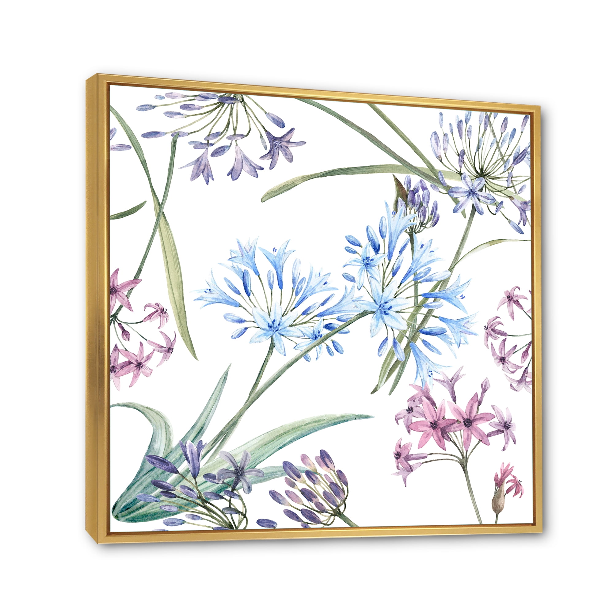 Designart 'Vibrant Summer Wildflowers On White II' Traditional Framed Canvas Wall Art Print