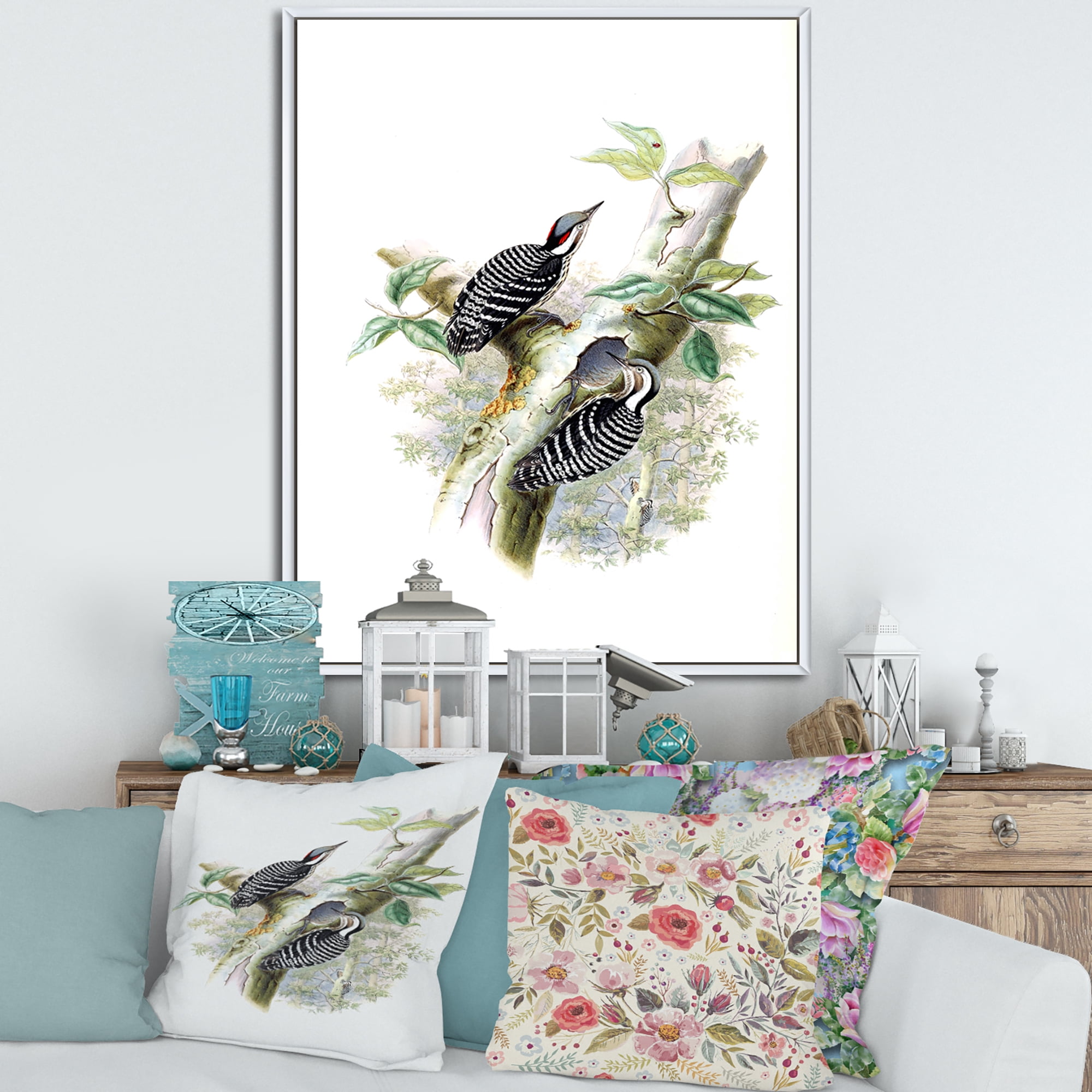 Ancient Birds In The Wild V 30 in x 40 in Framed Painting Canvas Art Print, by Designart