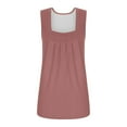 thumbnail image 5 of Yubnlvae Women's Square Neck Pleated Tank Top - Flowy Summer Camisole with Curved Hem, Loose Fit Cotton Tee (S-5XL, 12 Colors） (Rose Gold | S), 5 of 9