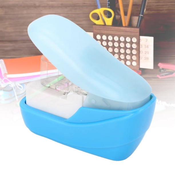 Grapadora Sin Grapas Redonda Azul - Sin Agujas, Compacta Y Perfecta Para Oficina Y Escuela