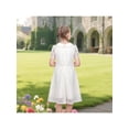 thumbnail image 4 of Sunny Fashion Flower Girls Dress Ivory Floral Lace Button Short Sleeve Communion Wedding Formal 7 Years, 4 of 6