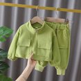 thumbnail image 2 of Toddler Baby Girl 2Pcs Outfits 12 18 24 Months 2T 3T 4T 5T 6T Zipper Jacket Tops + Drawstring Pants Set Fall Winter Clothes Toddler Girl Outfit For Green Size 4-5 Years, 2 of 5