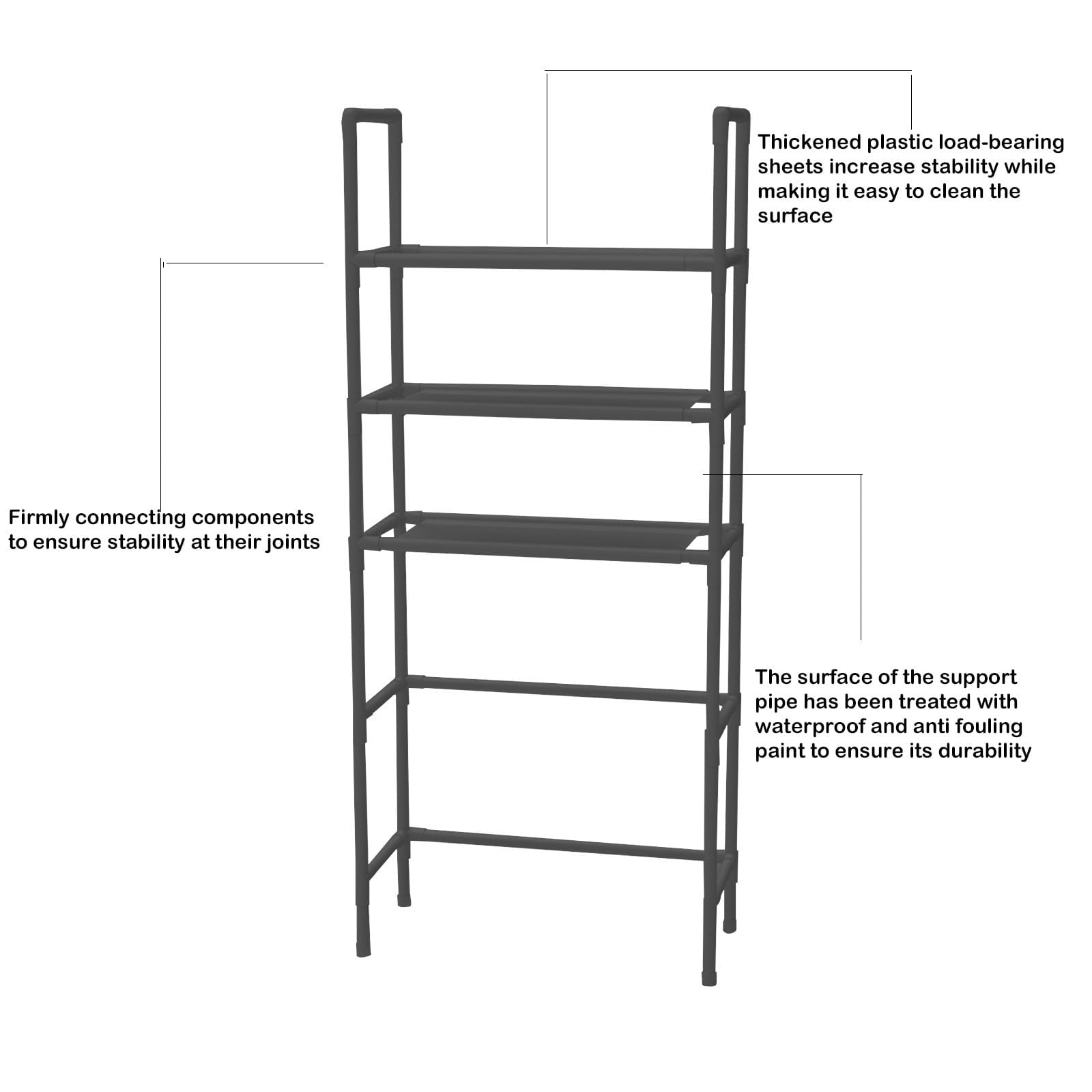 Miogawg Over The Toilet Storage Rack, 3-Tier Over Toilet Bathroom Organizer, Space Saver Toilet Shelf, Freestanding Bathroom Shelves Above Toilet For Room