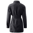 thumbnail image 5 of Women's Denim Lapel Pleated Long Sleeve Dress Casual Knee-Length Jacket Polyester Solid Color Daily Wear Party Work Spring Winter, 5 of 7