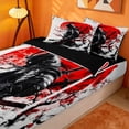 thumbnail image 3 of meiyoeat Cherry Blossom Zipper Queen Comforter Set With Fitted Sheet And 2 Pillowcases For Kids,Japanese Samurai Ink Design Zipper Bedding Set,Black Reversible,4Pcs, 3 of 7