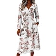 thumbnail image 3 of Fall Dresses for Women Floral Long Sleeve V Neck Dresses Long Loose Casual Floral Dresses, 3 of 5