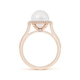 thumbnail image 2 of Angara South Sea Cultured Pearl Halo Ring with Milgrain in 14K Rose Gold for Women | June Birthstone Jewelry for Her, 2 of 5