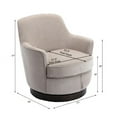 thumbnail image 7 of Swivel Accent Chair with Wood Base, Contemporary Velvet Curved Swivel Barrel Chair, Upholstered Club Armchair, Comfy Round Accent Chair Leisure Single Sofa for Living Room, Nursery, Bedroom, Natural, 7 of 7