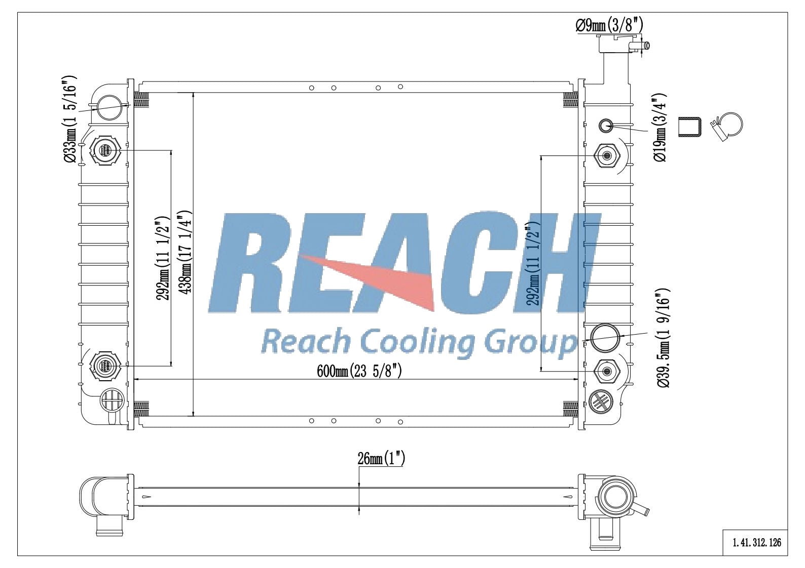 REACH Radiator 41-312 for 94-85 Chevrolet Astro; 94-85 GMC Safari