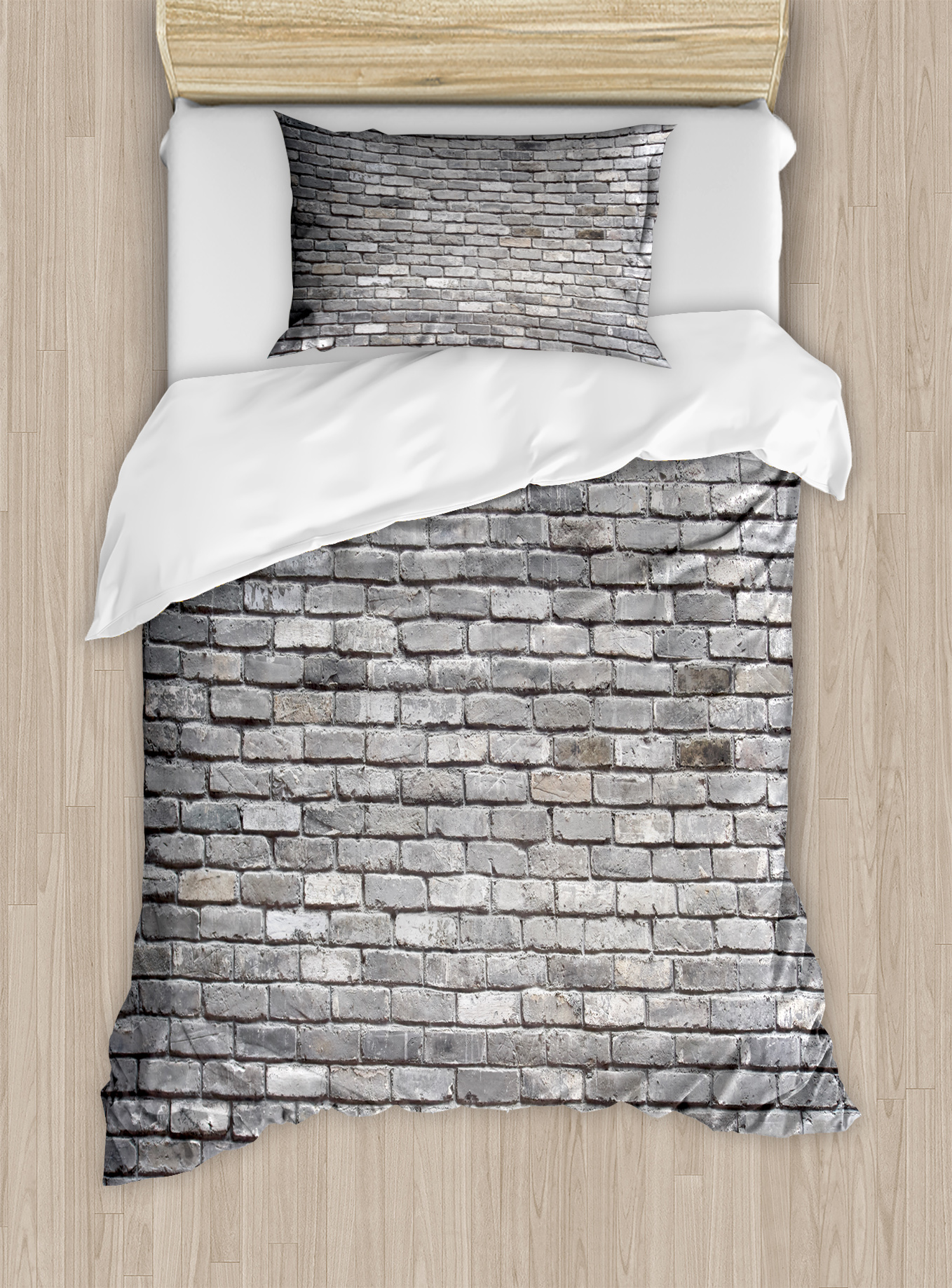 Grey Duvet Cover Set, Image of an Aged Old and Rough Brick Wall