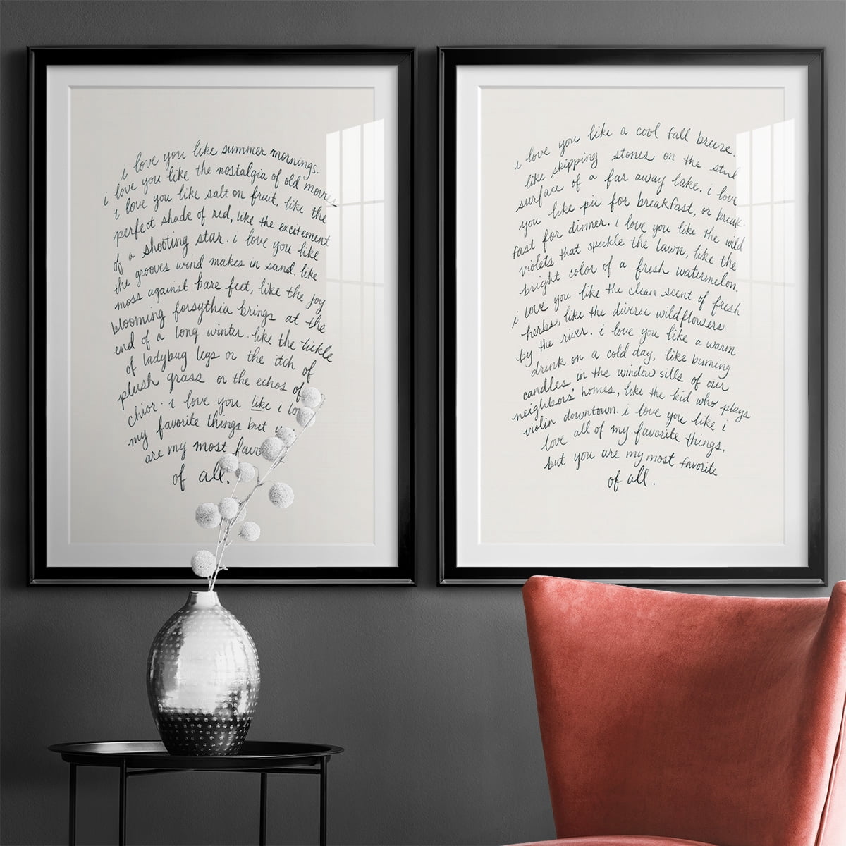 Wexford Home Letter to a Lover I Premium Framed Print, 18.5" x 24.5" - Ready to Hang, Black (Set of 2)