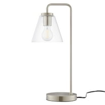 Table Lamp, Silver, Glass, Modern Contemporary Mid-Century Farmhouse, Mid Century Living Kitchen Cafe Bistro Restaurant Hospitality