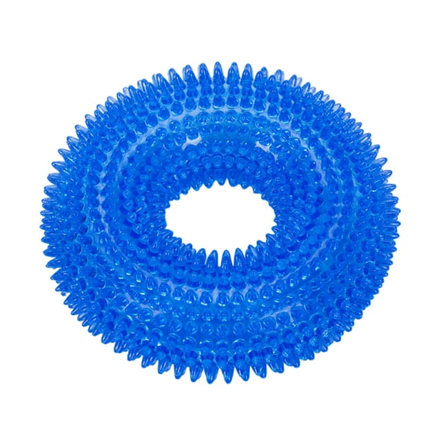 Durable Squeaky Spiky Ring Pet Toy Interactive Chew Teething for Puppy Dogs Outdoor Indoor Play Training Activity