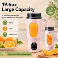thumbnail image 3 of STARBIAO Portable Blender 19.6 oz Personal Juicer Cup, USB-C Rechargeable Mini Blender for Shakes & Smoothies, 12-Blade Stainless Steel, 4 Modes, Digital Display, Self-Cleaning, Pink, 3 of 13