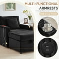 thumbnail image 6 of Muumblus Accent Chair with Storage Ottoman & Side Table, Cozy Lounge Chair with USB, Modern Single Sofa Armchair for Living Room, Black Corduroy, 6 of 11