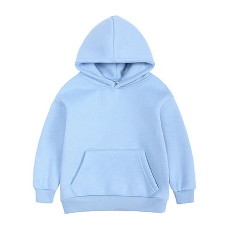 

DENGDENG Baby Boy Girl Pocket Hoodies Toddler Long Sleeve Clothes Solid Color Hooded Pullover Fall Winter 1-6Y