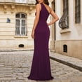 thumbnail image 5 of Iyufng Womens Summer Dresses One-Shoulder Pleated High-Slit Sleeveless Fitted Maxi Dress Gown Dress, 5 of 7